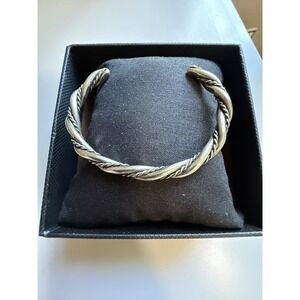 Vintage Sterling Silver Braided Twisted Rope Cuff Bracelet 16.8 gr